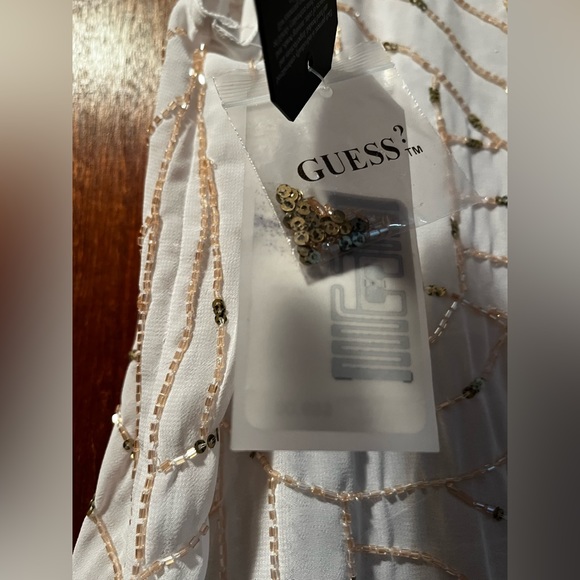 Guess Embellished Sheer Sleeveless Beaded Top Women's M - Picture 8 of 11